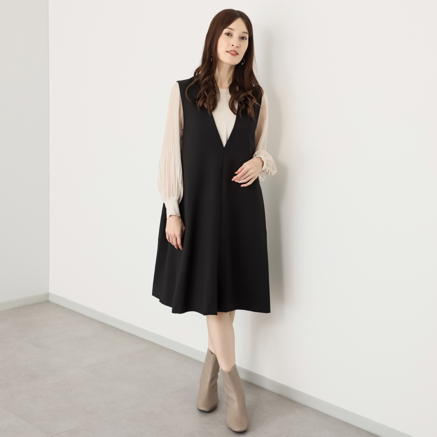 アリュメット タックデザイン ジャンパースカート