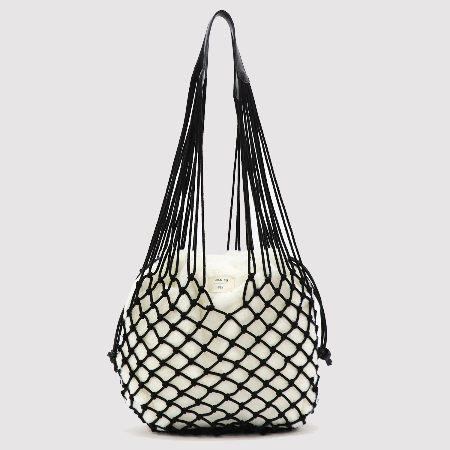 ベルモサ 軽量 巾着フェイクファー メッシュバッグ