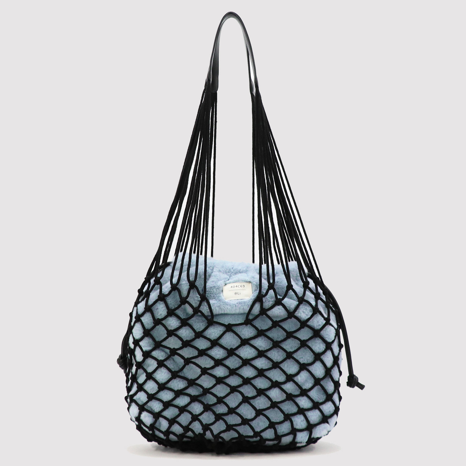 ベルモサ 軽量 巾着フェイクファー メッシュバッグ