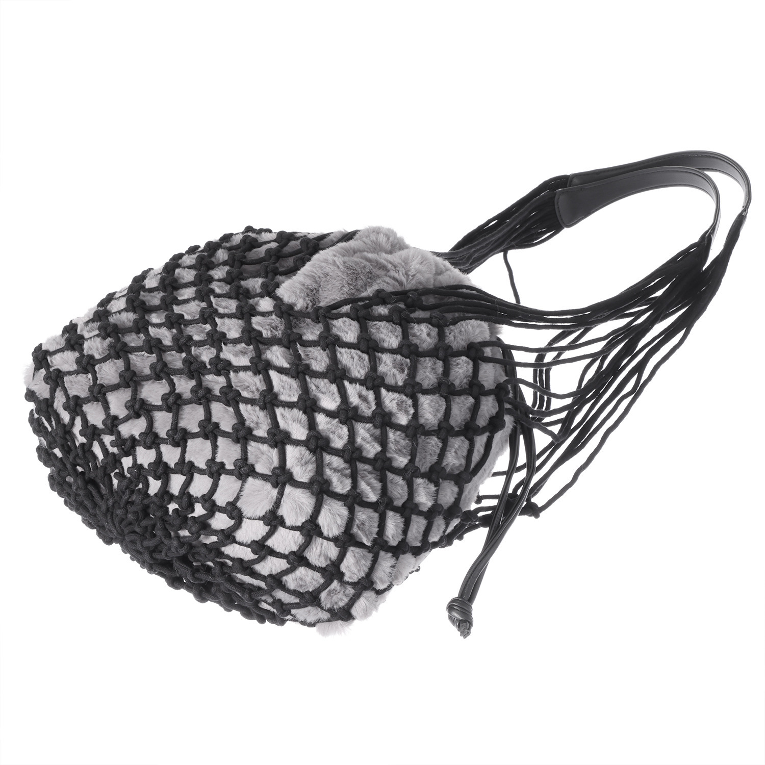 ベルモサ 軽量 巾着フェイクファー メッシュバッグ