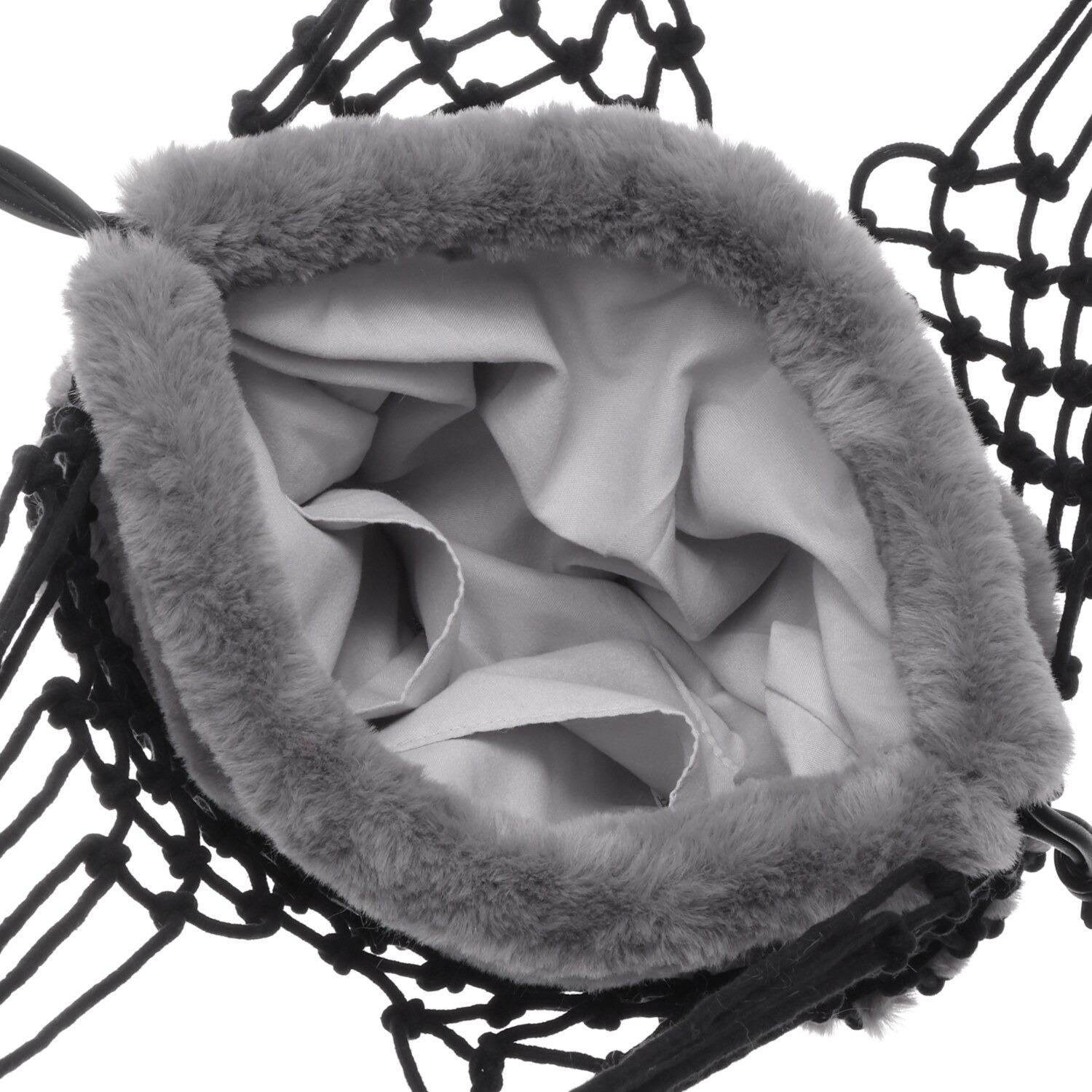 ベルモサ 軽量 巾着フェイクファー メッシュバッグ