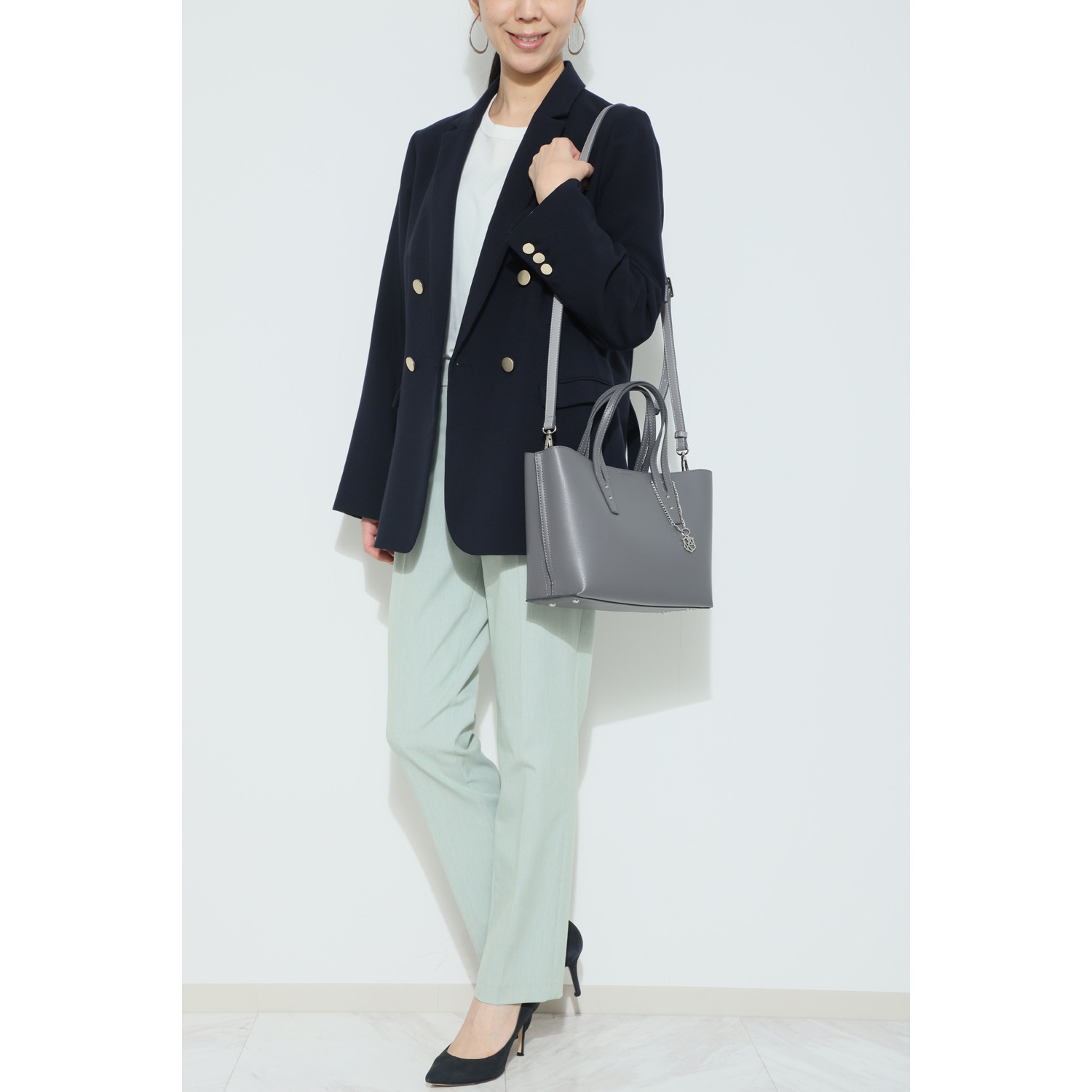 ベルモサ 合成皮革 ２ウェイ ３層トートバッグ