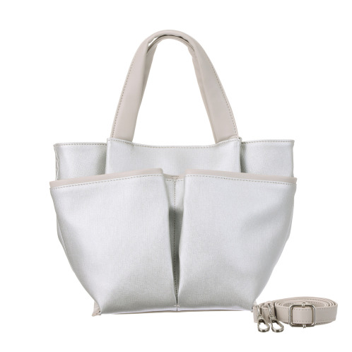 ベルモサ 合成皮革 前ポケットアクセント 軽量 2ウェイトートバッグ ベルモサ 合成皮革 前ポケットアクセント 軽量 2ウェイトートバッグ