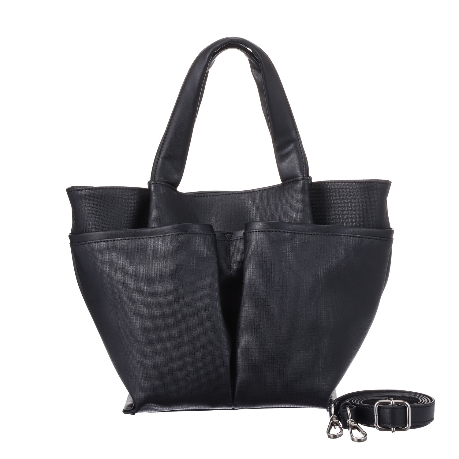 ベルモサ 合成皮革 前ポケットアクセント 軽量 ２ウェイトートバッグ