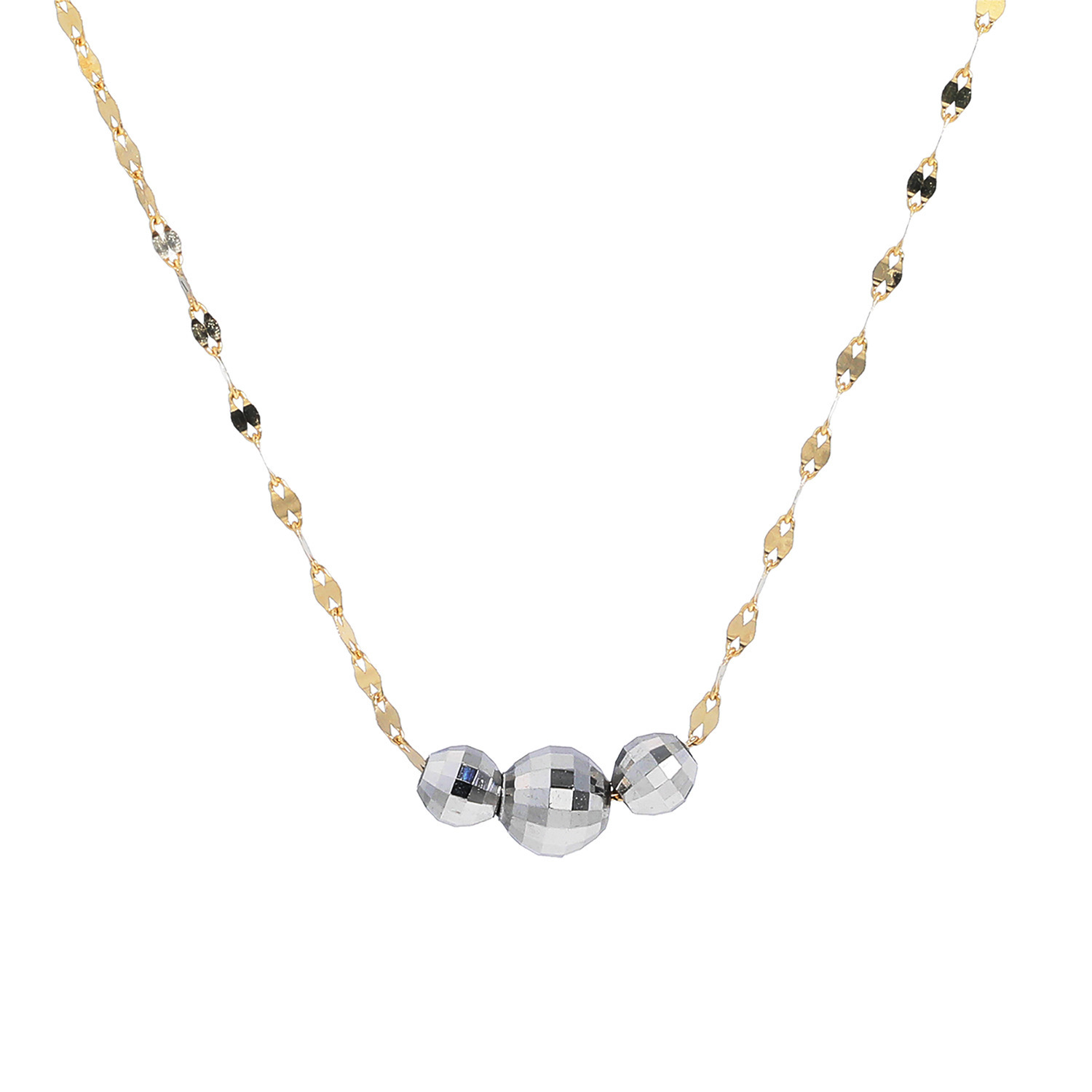 オーサムジュエリー １８Ｋ＆プラチナ８５０ フローラチェーン ミラーボール ロングペンダント