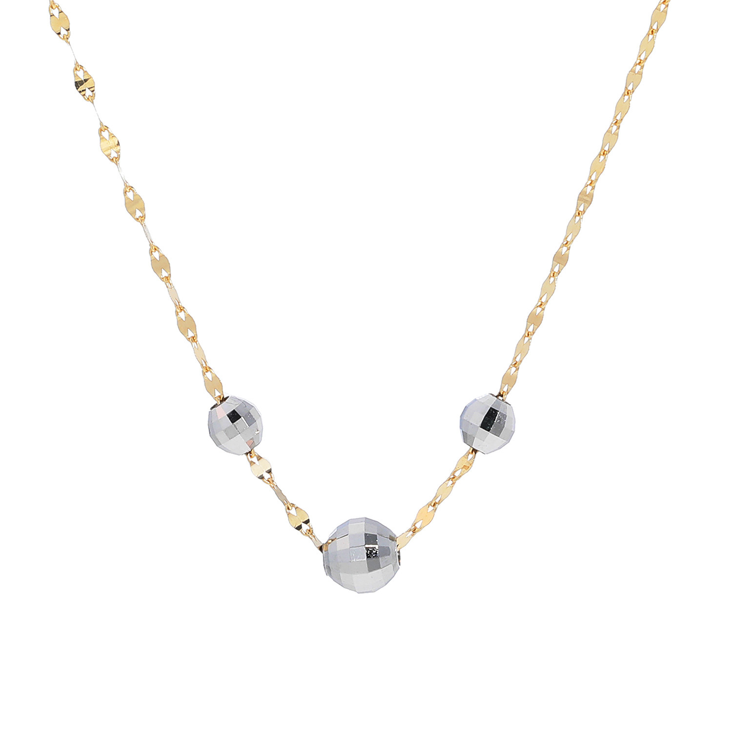 オーサムジュエリー １８Ｋ＆プラチナ８５０ フローラチェーン ミラーボール ロングペンダント