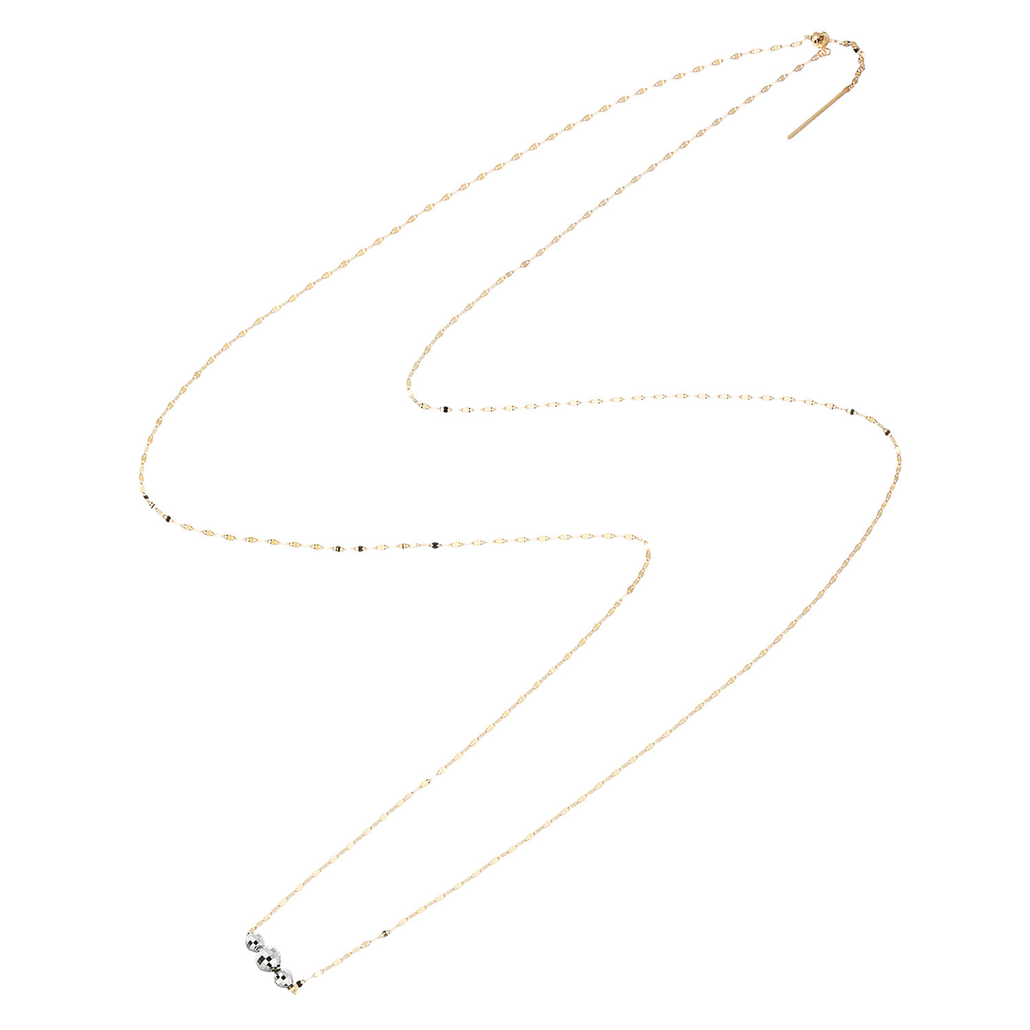 オーサムジュエリー １８Ｋ＆プラチナ８５０ フローラチェーン ミラーボール ロングペンダント