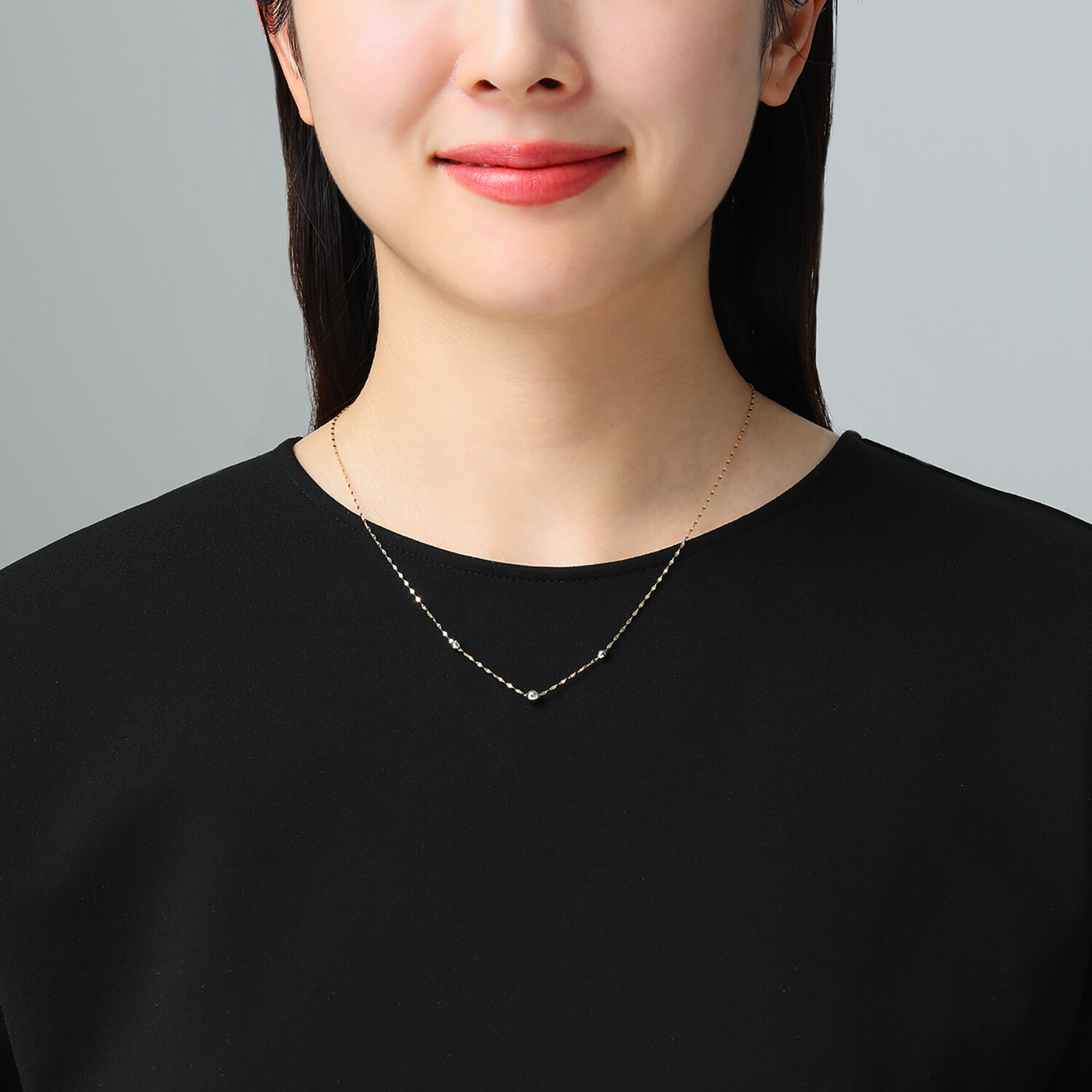 オーサムジュエリー １８Ｋ＆プラチナ８５０ フローラチェーン ミラーボール ロングペンダント