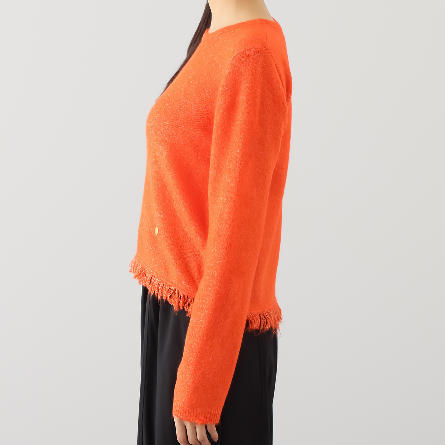 センスローブ 裾フリンジ ニットプルオーバー