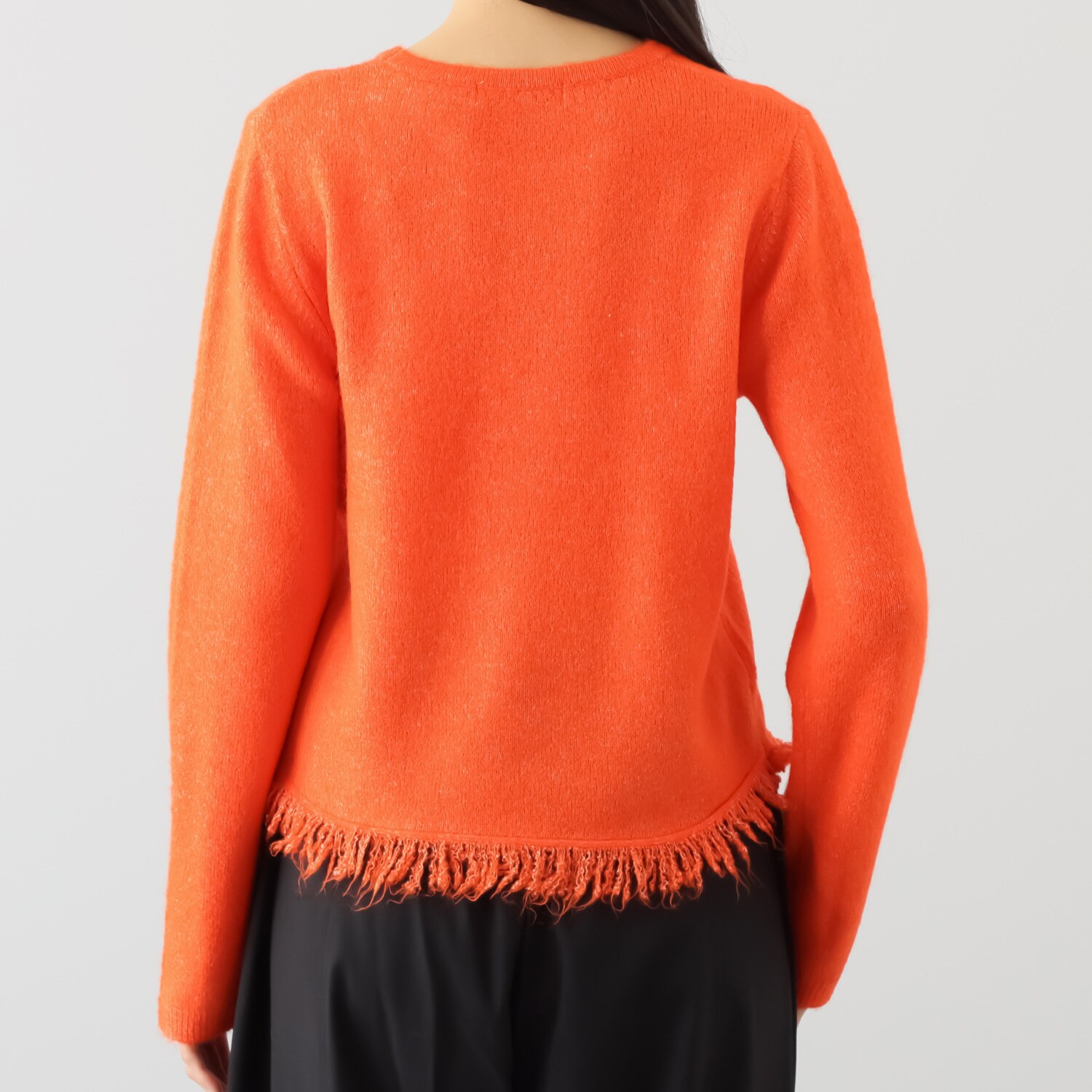 センスローブ 裾フリンジ ニットプルオーバー