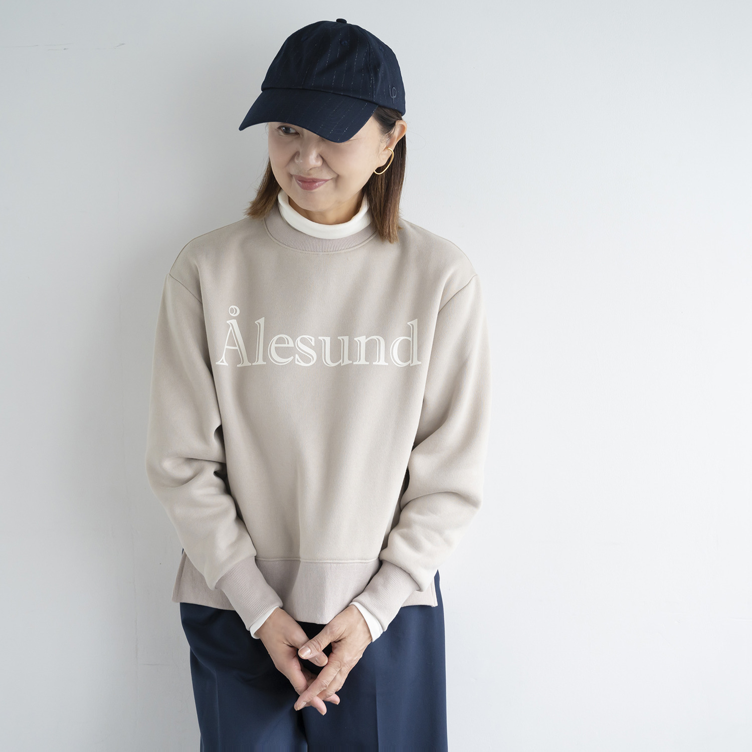 イロプライム なじみカラーの あったか裏起毛 大人ロゴスウェット