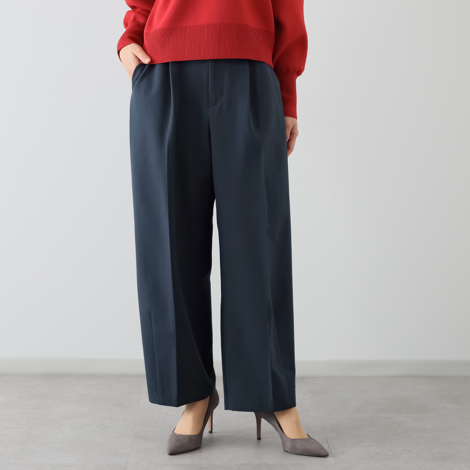 イロプライム あったか裏起毛 シークレットゴム カーブパンツ