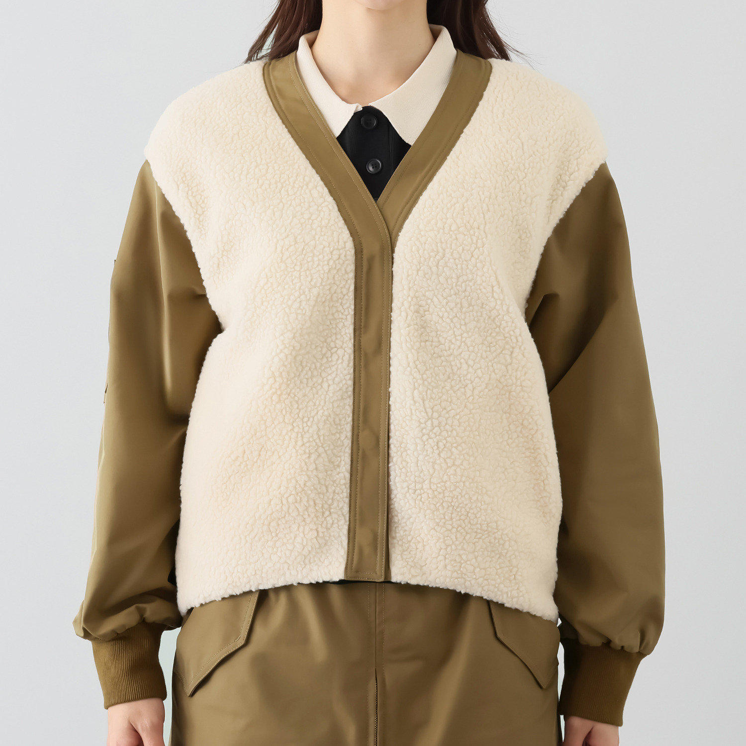 イロプライム 羽織り感覚の あったかボアブルゾン