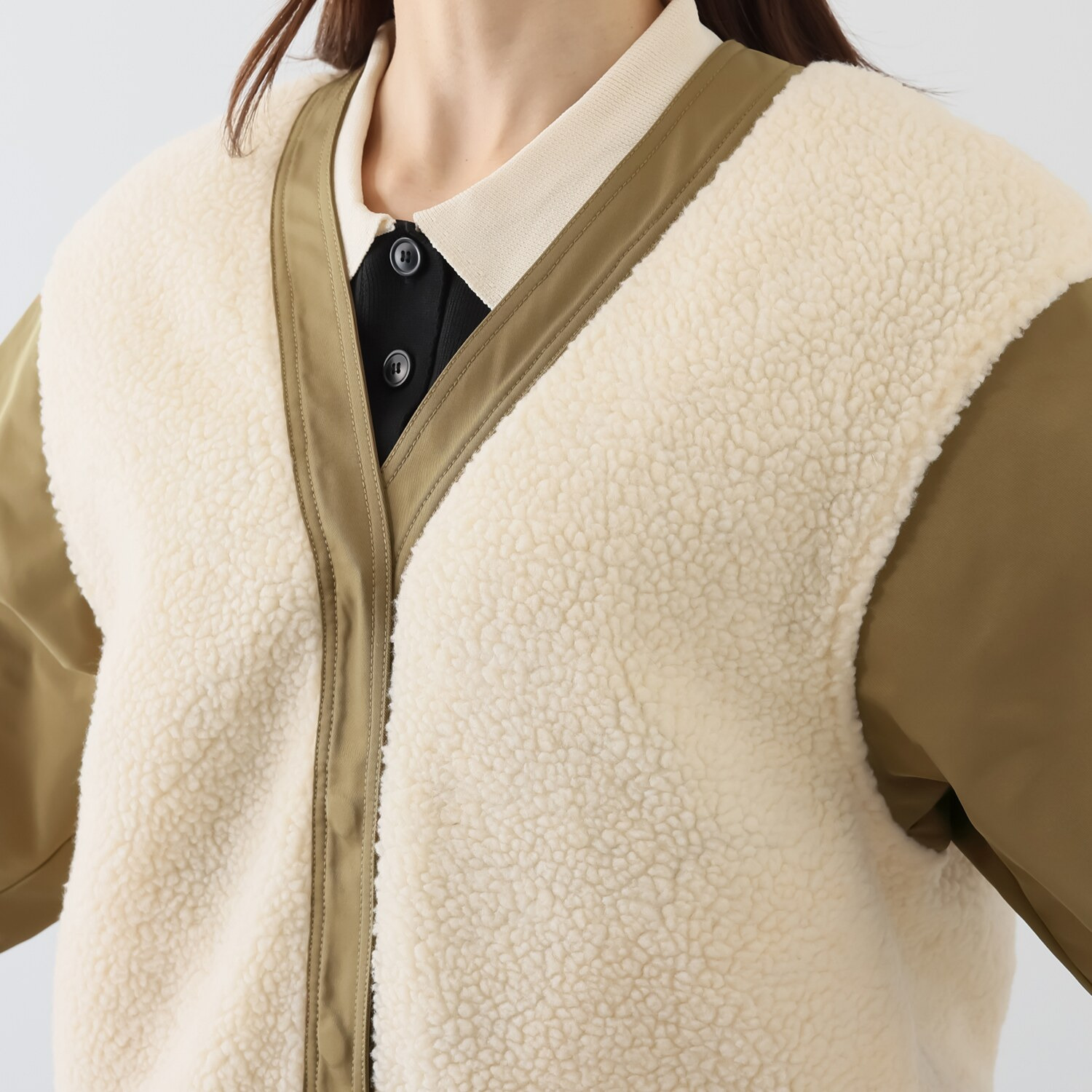 イロプライム 羽織り感覚の あったかボアブルゾン