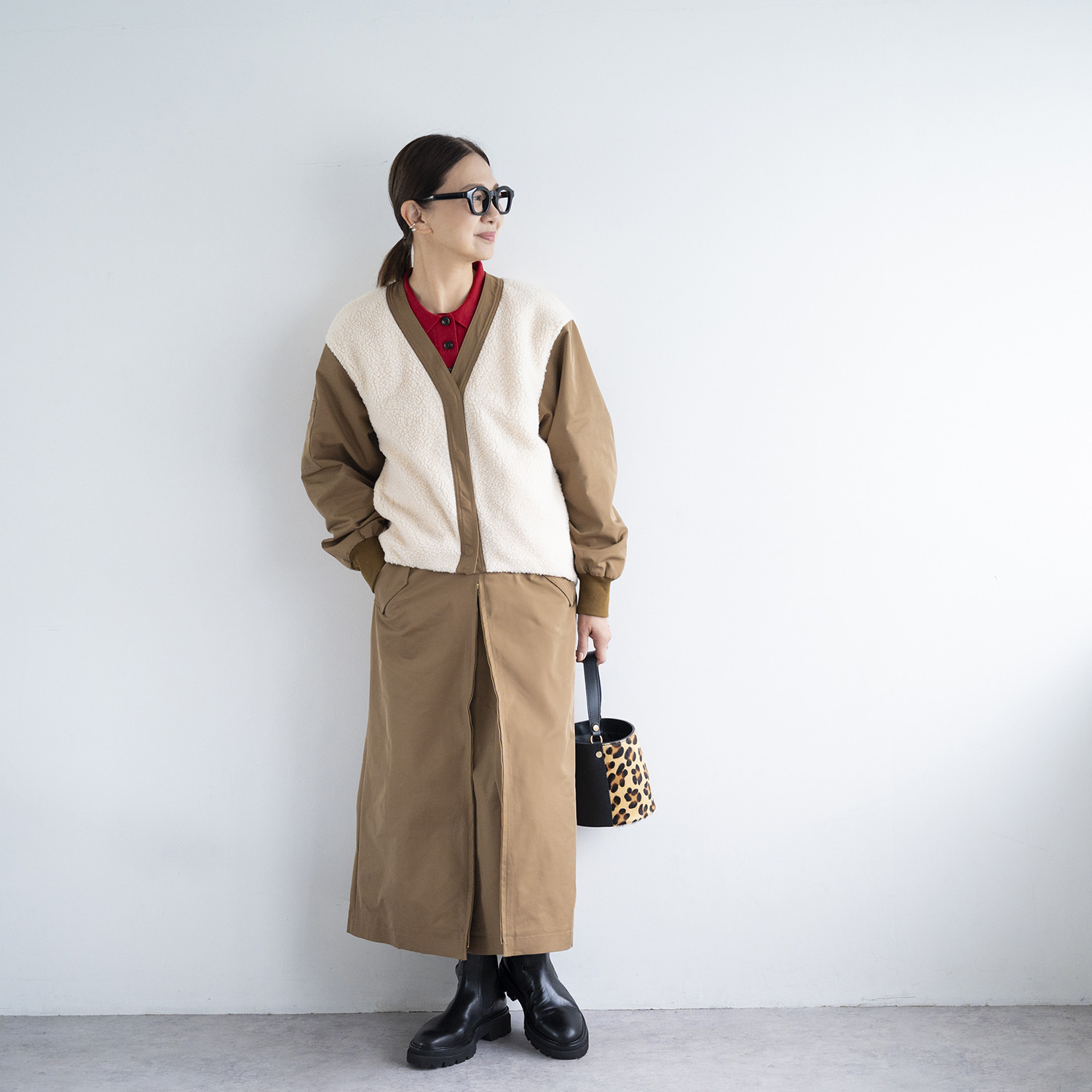 イロプライム 羽織り感覚の あったかボアブルゾン