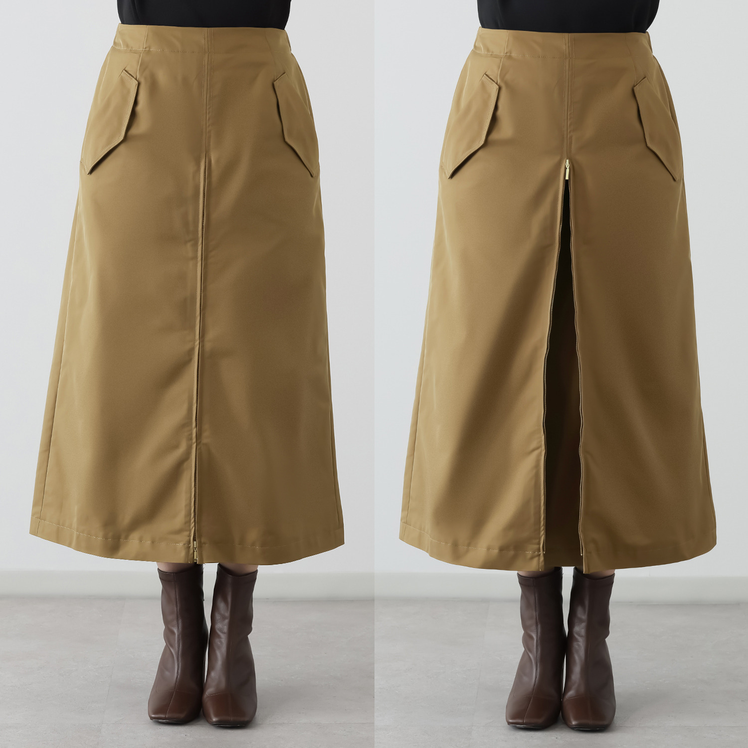 イロプライム フロントジップの 大人ミリタリー ２ウェイスカート