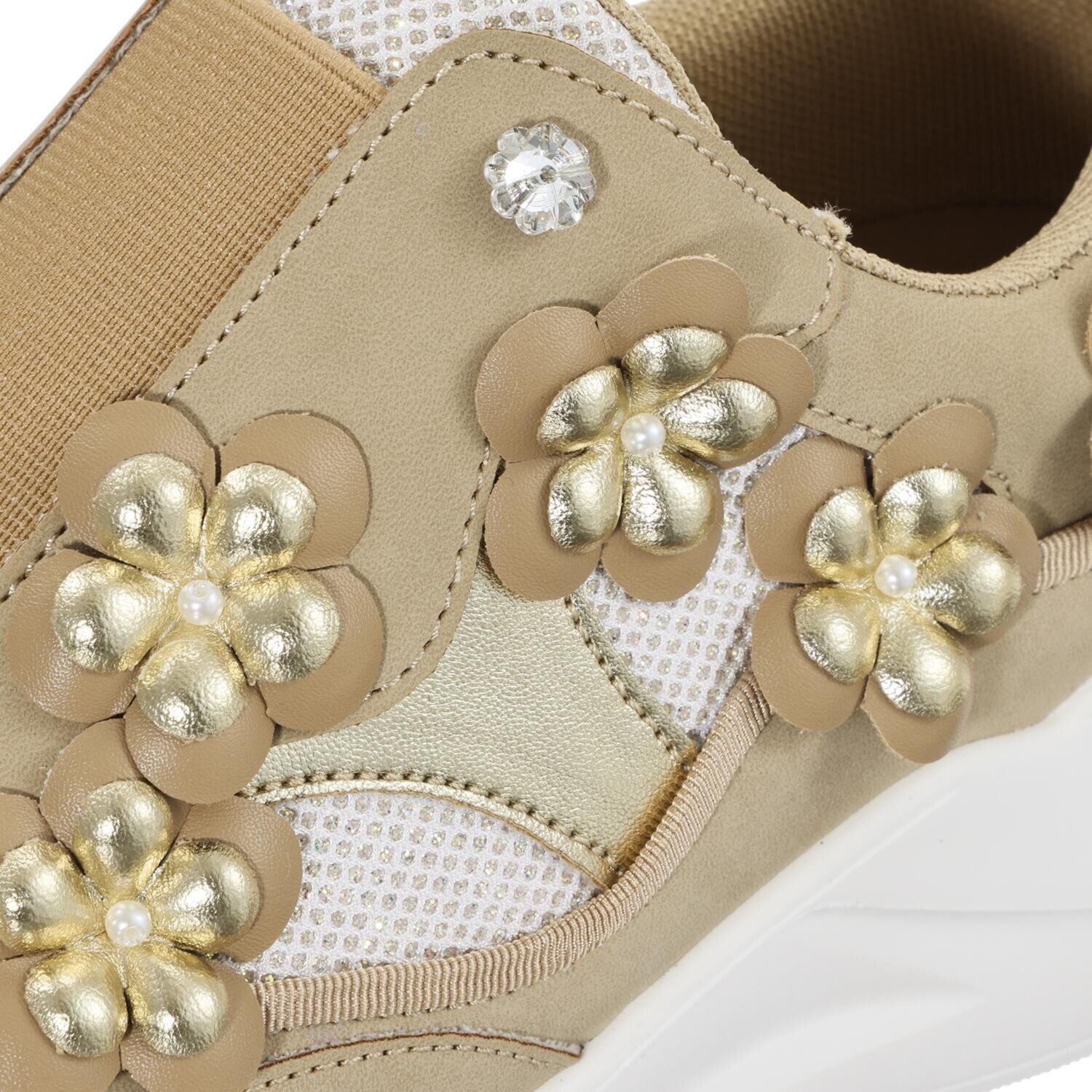 パドルージュ フラワーアクセント 軽量スリッポンシューズ