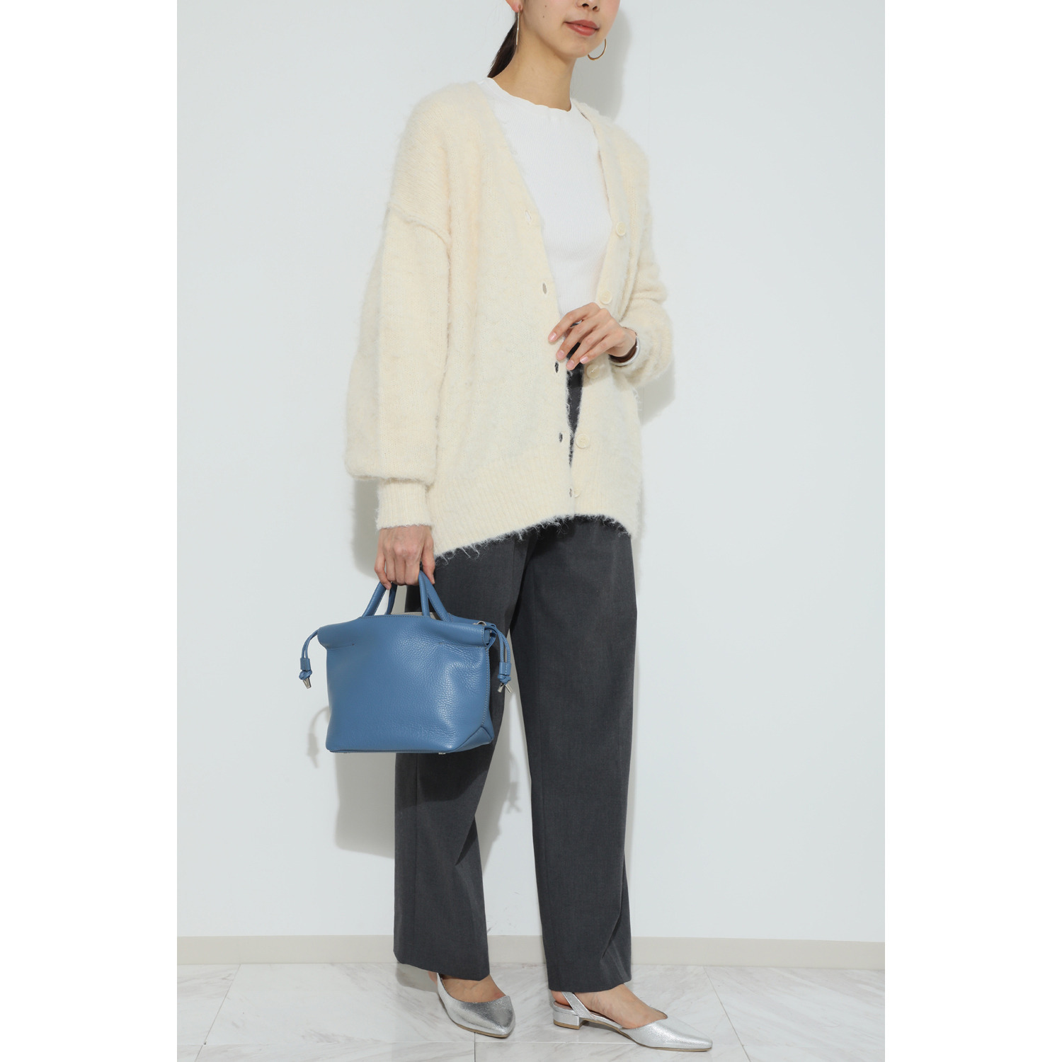 ムジカヴィータ 巾着袋付 イタリア製牛革 ミニトートバッグ