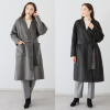 アンドスピカ ウールブレンド ノーカラー リバー仕立てコート
