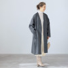 アンドスピカ ウールブレンド ノーカラー リバー仕立てコート