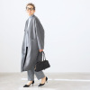 アンドスピカ ウールブレンド ノーカラー リバー仕立てコート