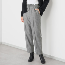 アンドスピカ ウールブレンド ウエストドロスト ストレートパンツ