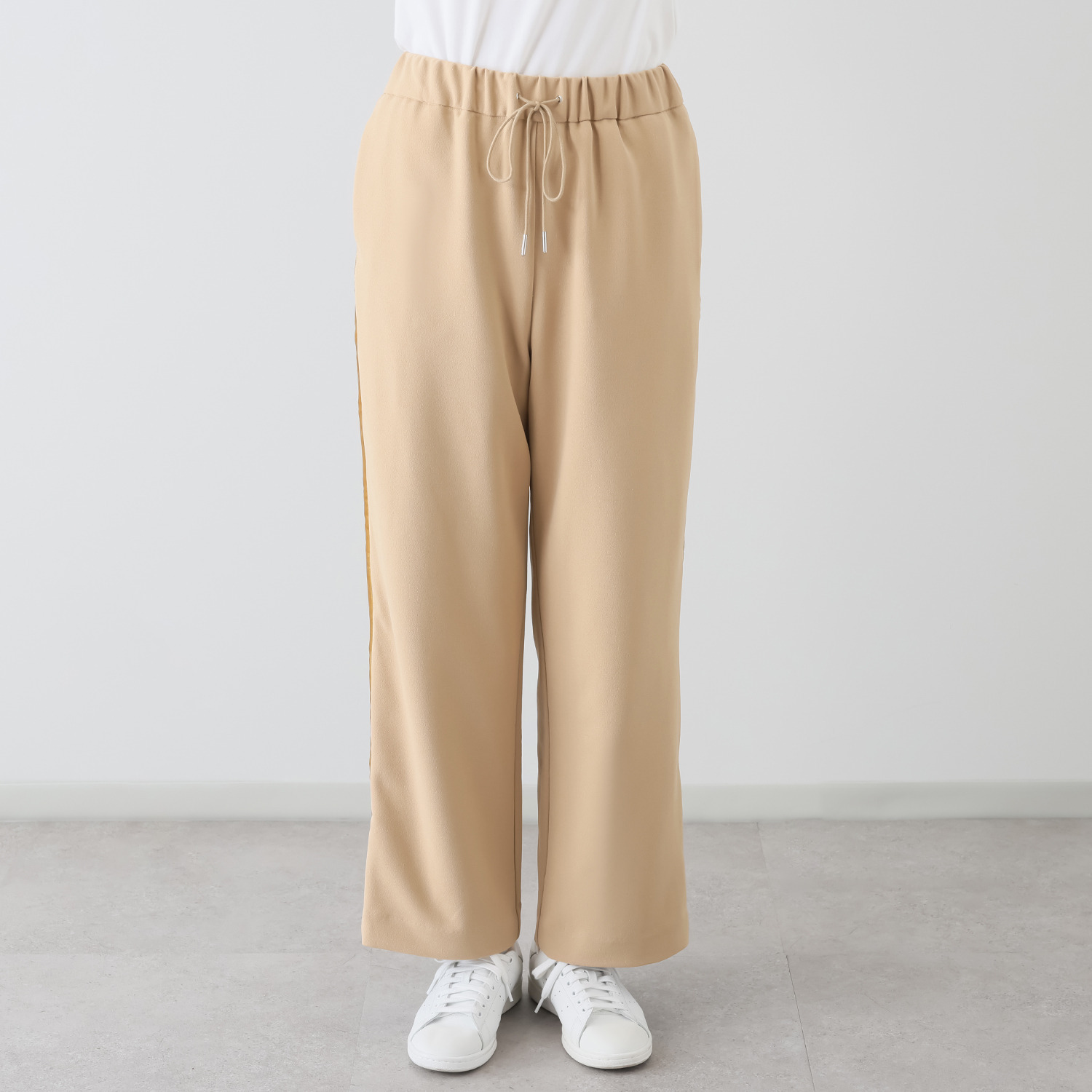 アンドスピカ 裏起毛裏地付 ジョーゼットジャージー ストレートパンツ