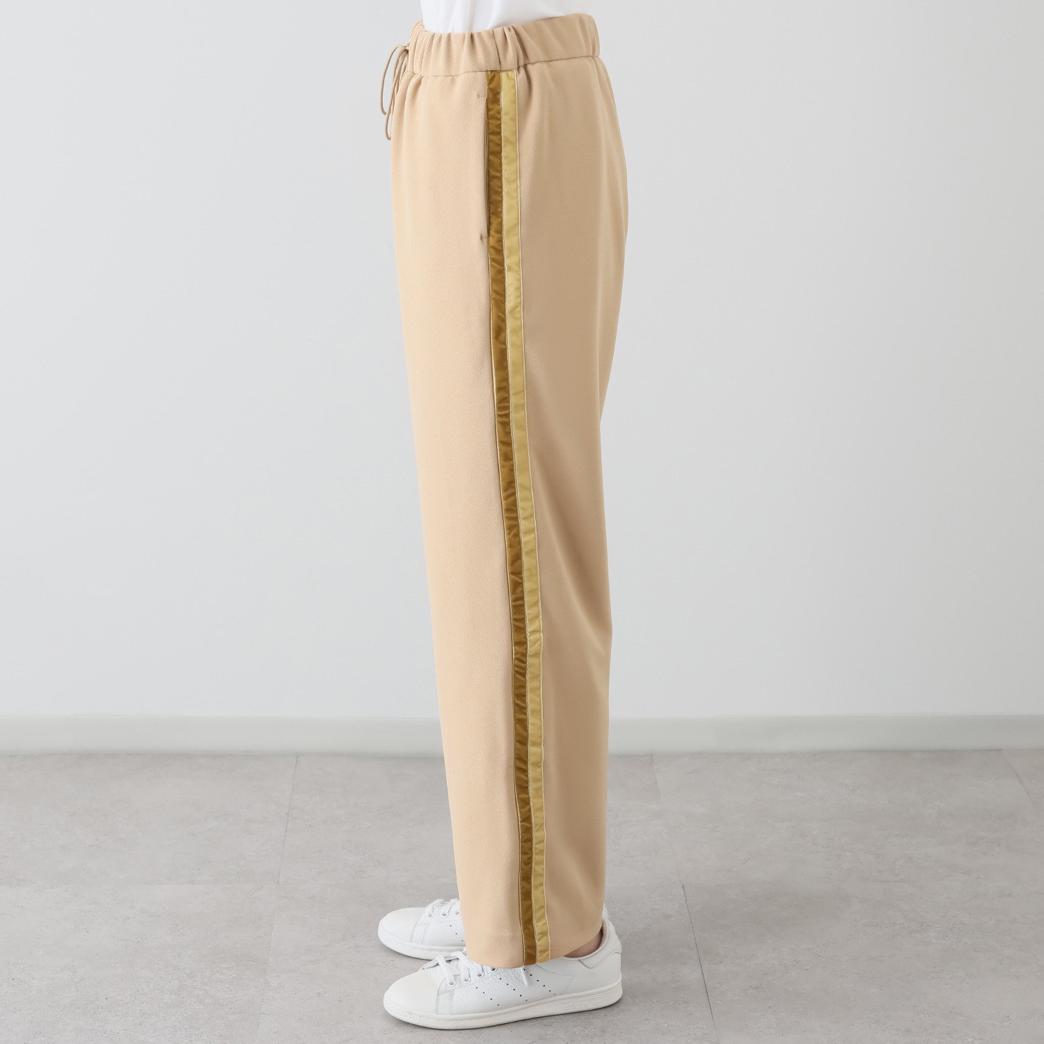 アンドスピカ 裏起毛裏地付 ジョーゼットジャージー ストレートパンツ