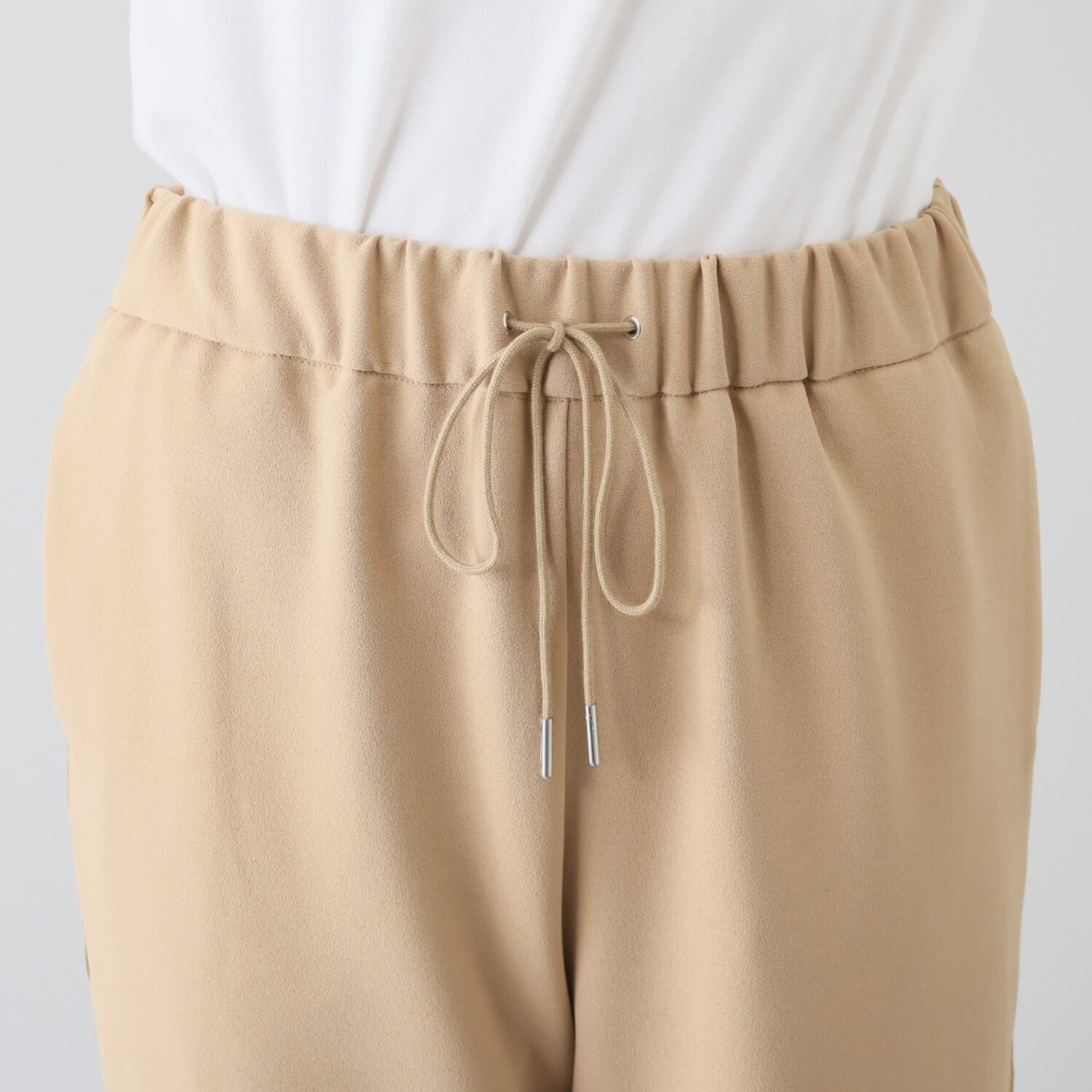 アンドスピカ 裏起毛裏地付 ジョーゼットジャージー ストレートパンツ