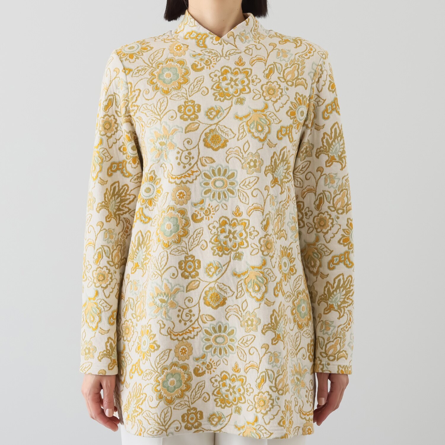 プレンディソール 花柄ふくれジャガード チュニック