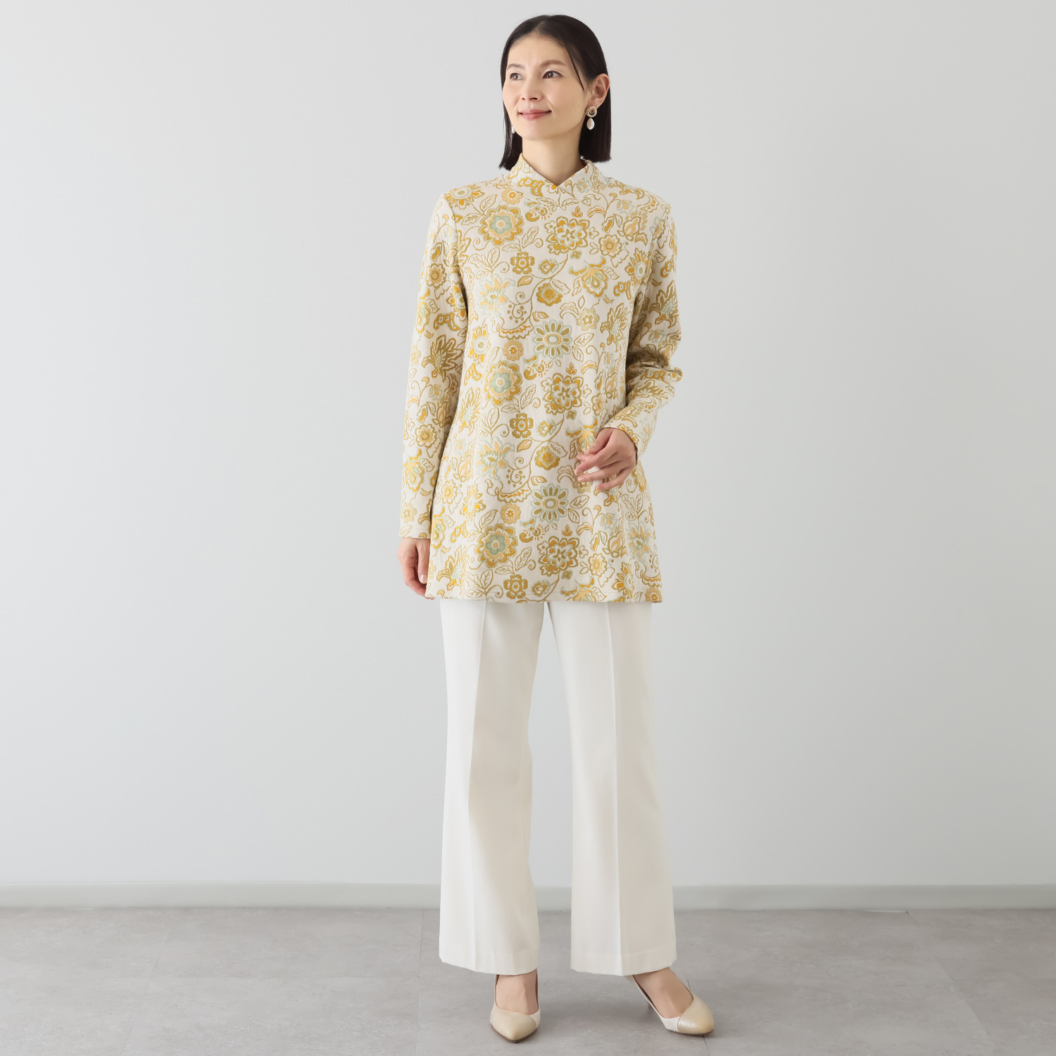 プレンディソール 花柄ふくれジャガード チュニック