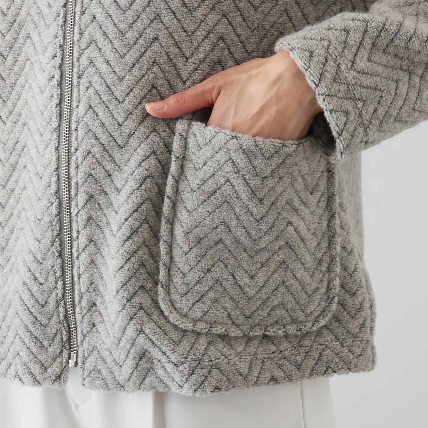 プレンディソール ヘリンボーン柄 パイルジャガード ジャケット