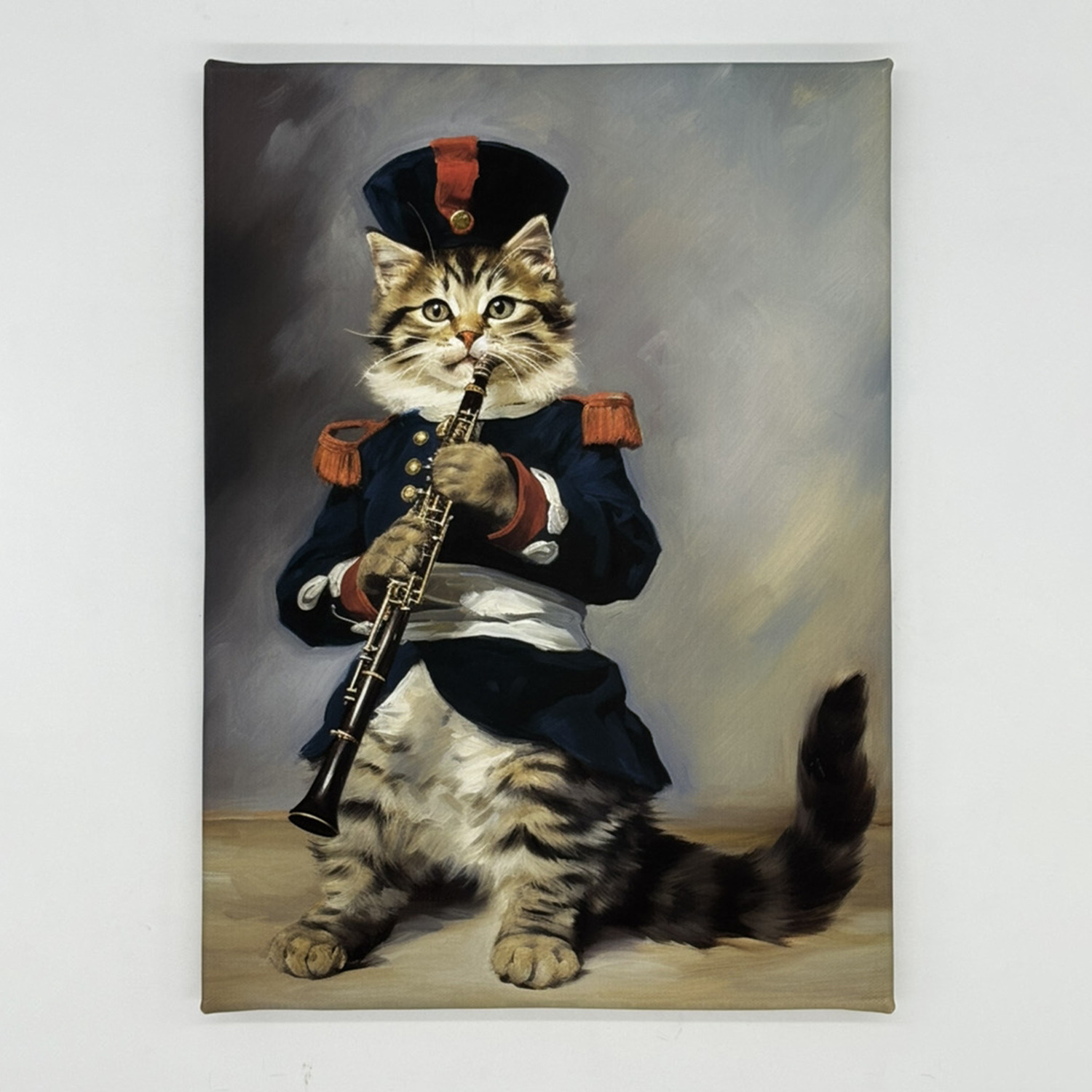 インテリアアート “笛を吹く猫” ＜約３３×２４ｃｍ＞