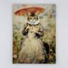 インテリアアート “日傘をさす猫” ＜約３３×２４ｃｍ＞