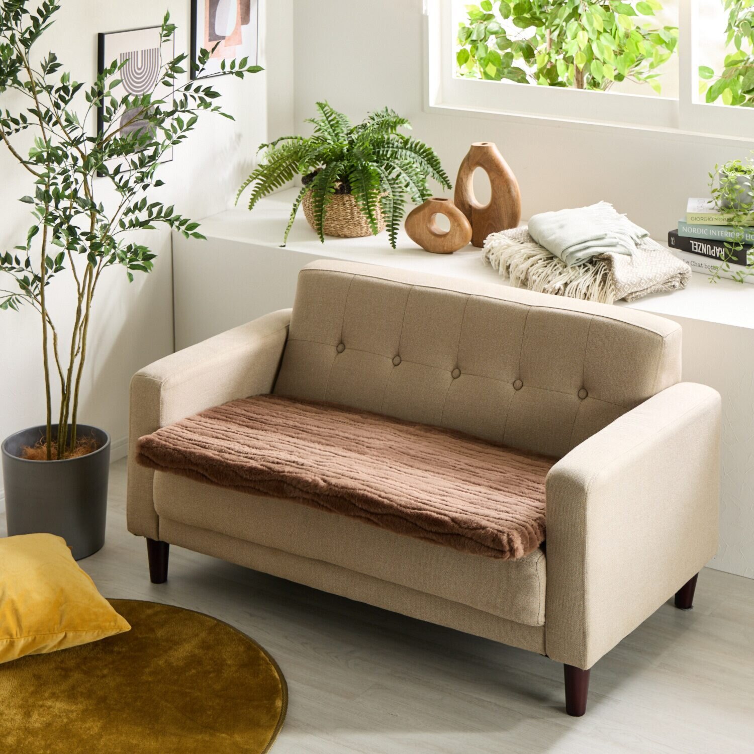 ソファーの座面に敷いて 快適な座り心地復活！ セーブルファータッチ 復活ソファーシート ＜２人掛用＞