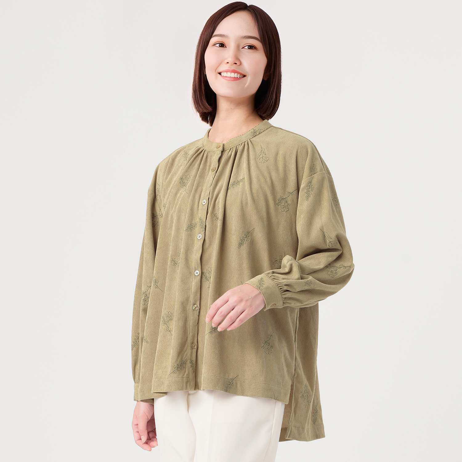 エムエムオー コーデュロイ 刺しゅうブラウス