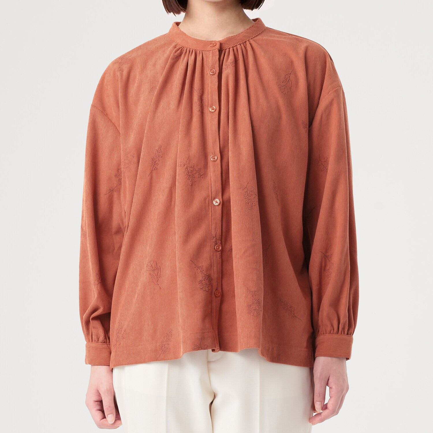 エムエムオー コーデュロイ 刺しゅうブラウス