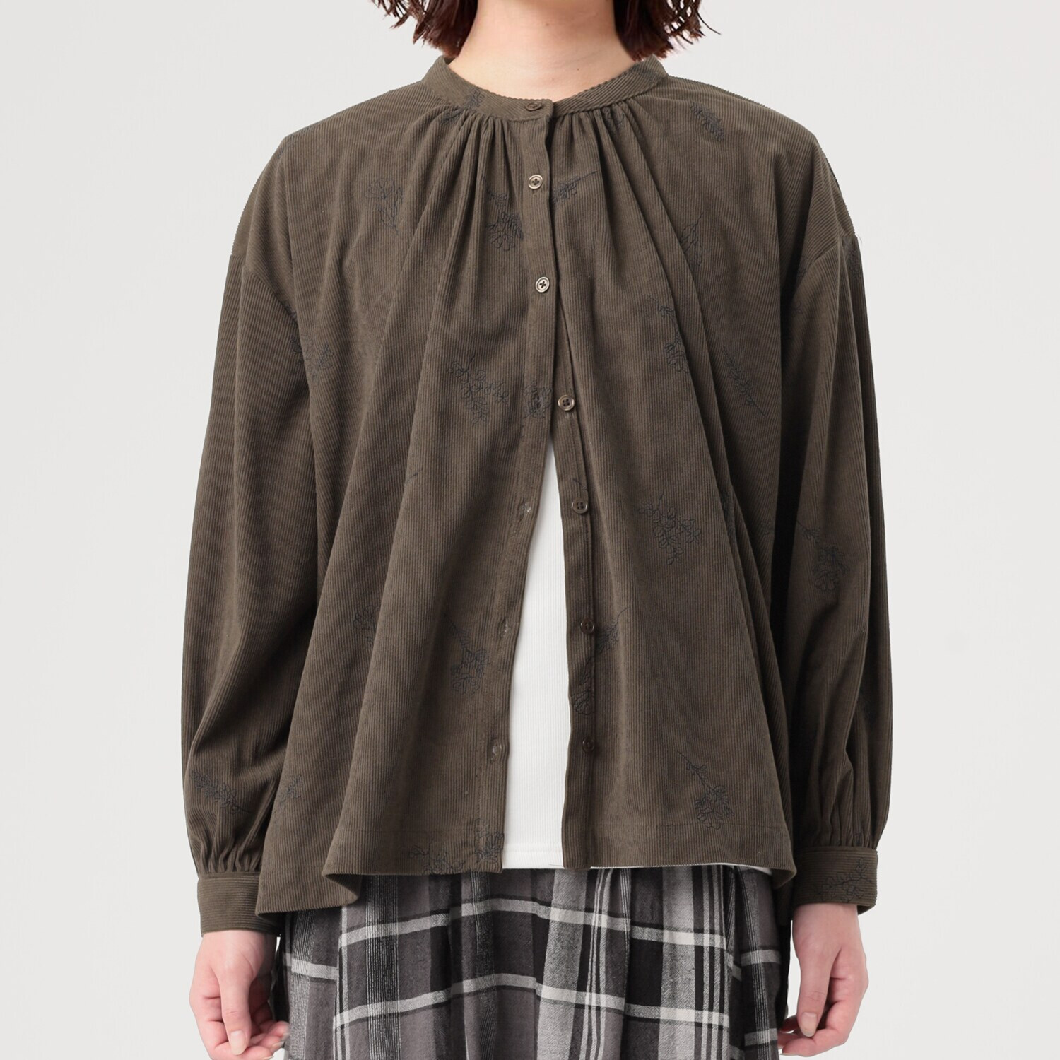 エムエムオー コーデュロイ 刺しゅうブラウス