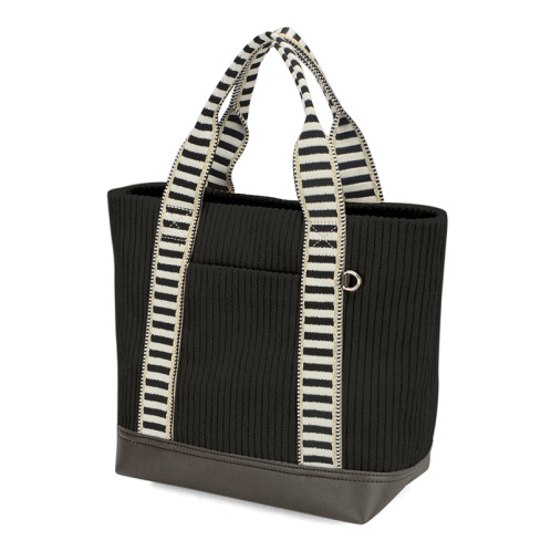 ラルジュ ボーダーハンドル 前ポケットトートバッグ