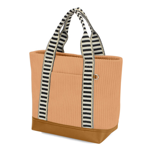 ラルジュ ボーダーハンドル 前ポケットトートバッグ