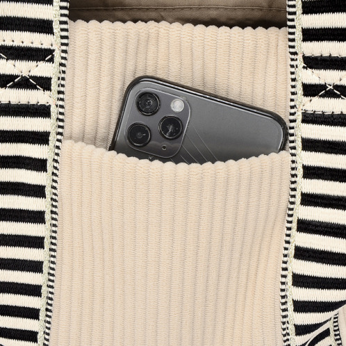 ラルジュ ボーダーハンドル 前ポケットトートバッグ