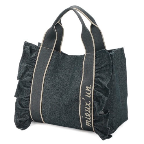 ラルジュ ロゴテープハンドル フリルトートバッグ