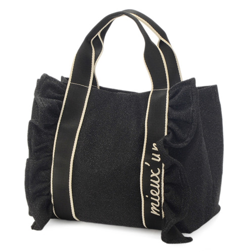 ラルジュ ロゴテープハンドル フリルトートバッグ