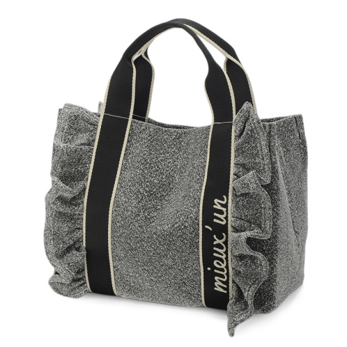 ラルジュ ロゴテープハンドル フリルトートバッグ