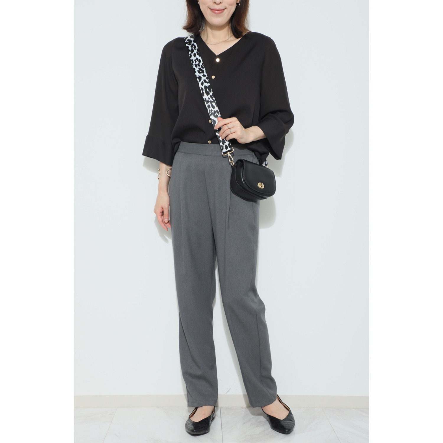 ラルジュ ゴールド金具 アニマル柄 ショルダーストラップ