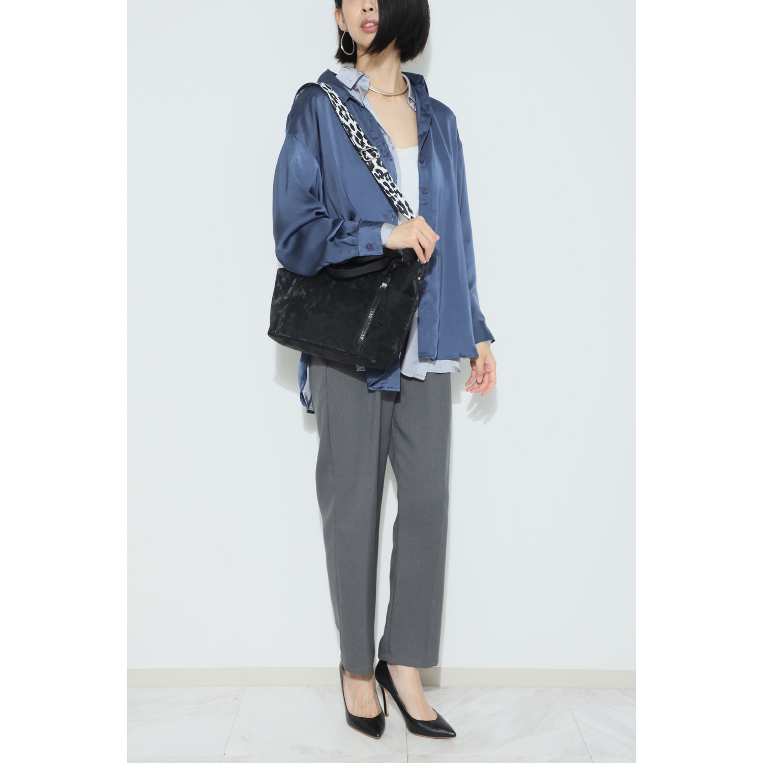 ラルジュ シルバー金具 アニマル柄 ショルダーストラップ