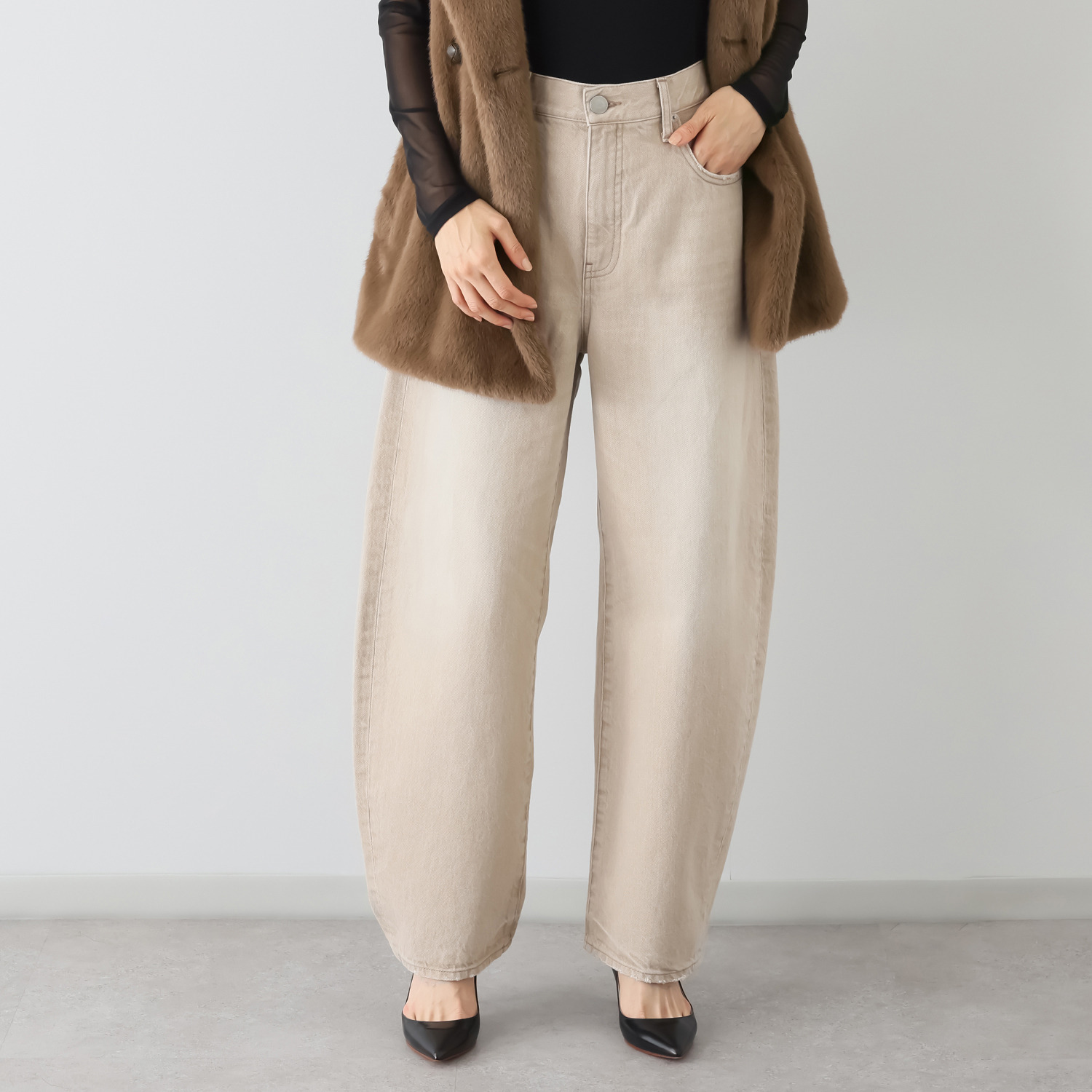 シュガーデプト プレミアムシリーズ コットン１００％ カラーデニム カーブパンツ