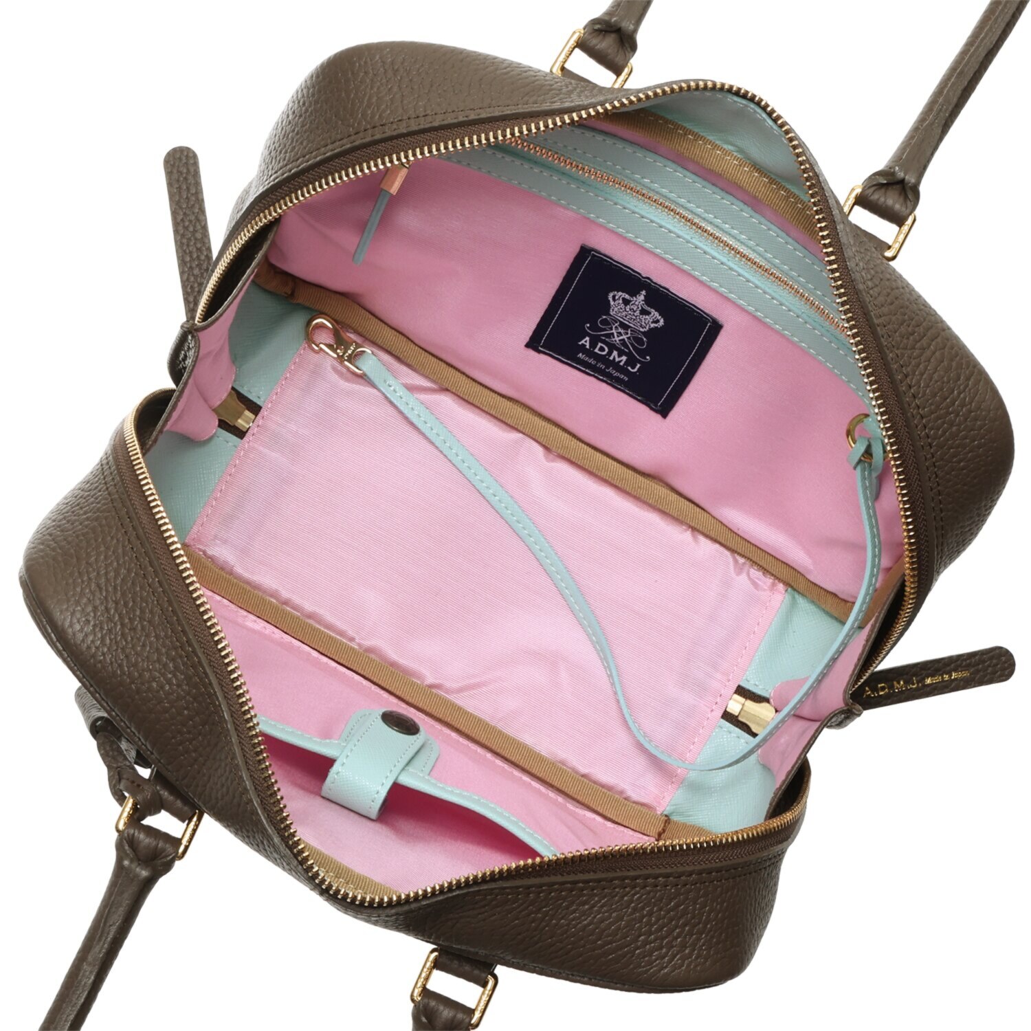 エーディーエムジェイ 牛革シュリンク型押し ＴＨＥ　ＢＥＥ ショルダーボストンバッグ