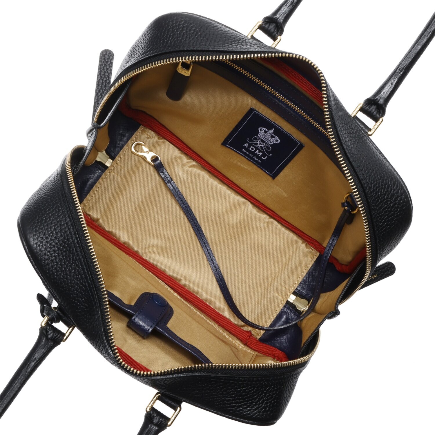 エーディーエムジェイ 牛革シュリンク型押し ＴＨＥ　ＢＥＥ ショルダーボストンバッグ