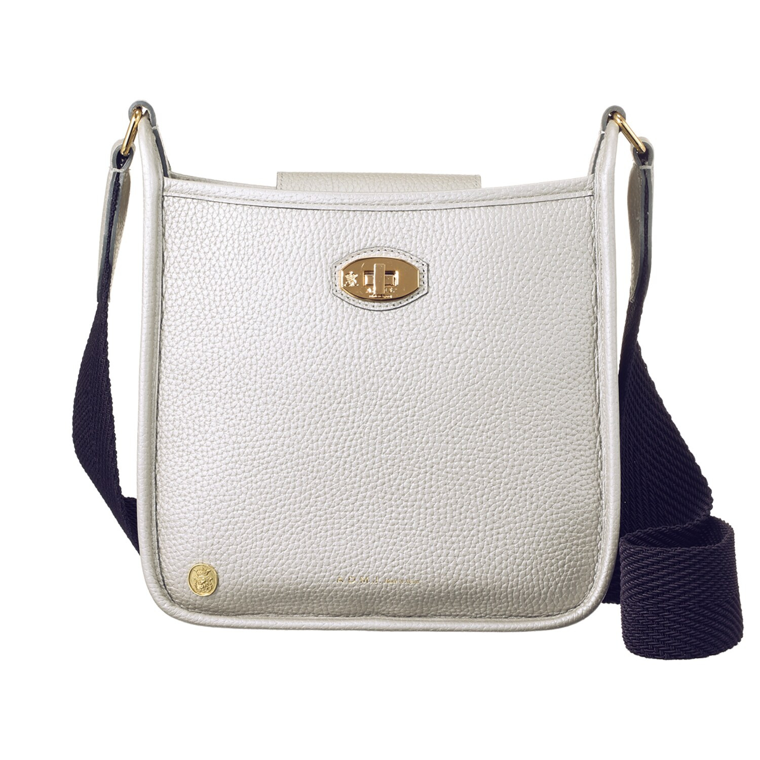 エーディーエムジェイ 牛革シュリンク型押し ターンロック クロスボディバッグ